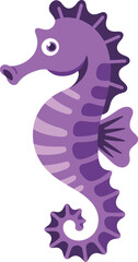A charming purple seahorse illustration with detailed features a lovely silhouette