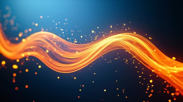 OrangeWaveLightonDeepBlueBackground