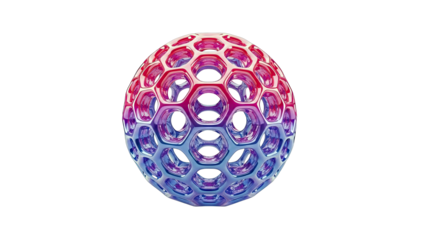 3D Hexagonal Sphere with Red-Blue Gradient
