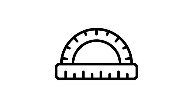 A precise and creative protractor animated icon, suitable for measuring angles and geometric functions