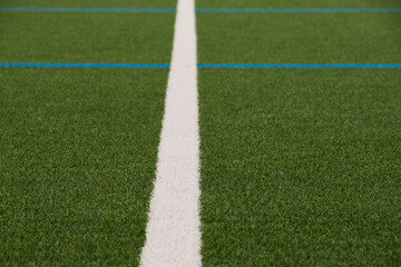 Artificial Football Field with White Marking Lines © Roman