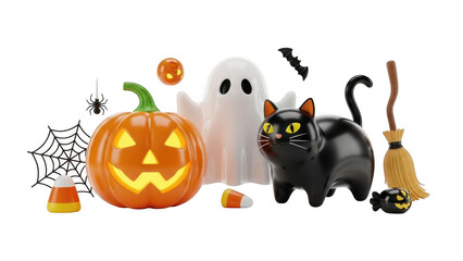 Halloween elements isolated on transparent background