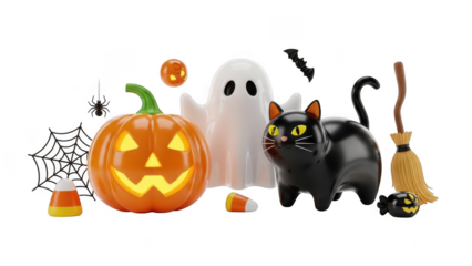 Halloween elements isolated on transparent background