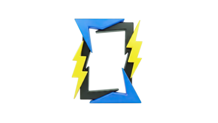 Abstract Lightning Bolt Frame with Blue and Yellow Accents