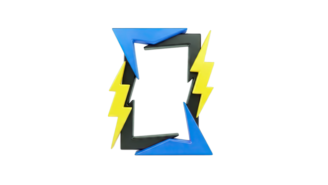 Abstract Lightning Bolt Frame with Blue and Yellow Accents - Powered by Adobe
