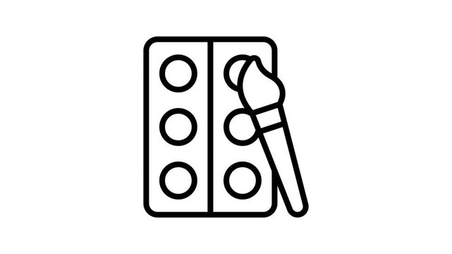 Paint brush with color palette, animated icon of color palette, painting tools vector