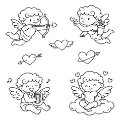  Vector illustration of adorable cupids engaging Perfect for Valentine's Day designs.