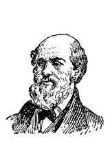 Charles Darwin (1809-1882), the pioneering naturalist and biologist who developed the theory of evolution by natural selection, old vintage illustration, 1897