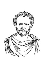 Demosthenes (385-322 BC), the renowned Athenian orator and statesman, known for his powerful speeches against Macedonian expansion, old vintage illustration, 1897