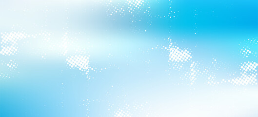 Colorful abstract background with white and blue color, halftone effect, dot pattern. Vector illustration.