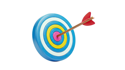 Arrow hitting target, bullseye concept