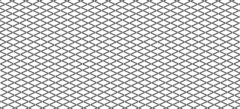 Black metal mesh seamless pattern vector illustration. Metal grid pattern. Silhouette Steel wire Chain link Fence Pattern.