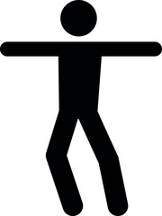 Boy stretching both arms icon. Fitness signs and symbols.