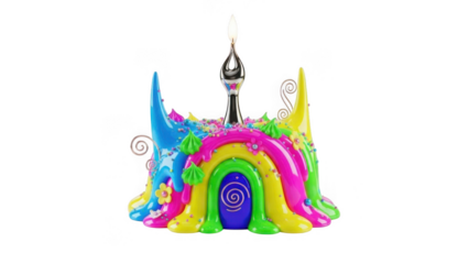 Whimsical castle illustration isolated on transparent background