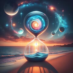 hourglass on the beach