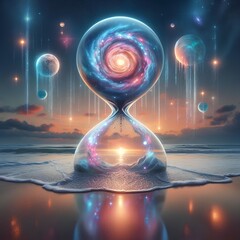 hourglass and clouds