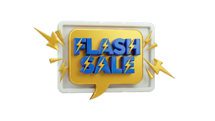 Flash Sale 3D Render with Lightning Bolts