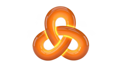 Orange interlocking circles icon isolated on transparent background