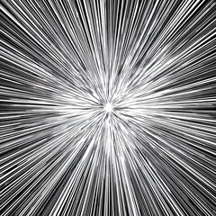 Obraz premium Dynamic black ink radial speed lines bursting from center in manga comic style on white dramatic background