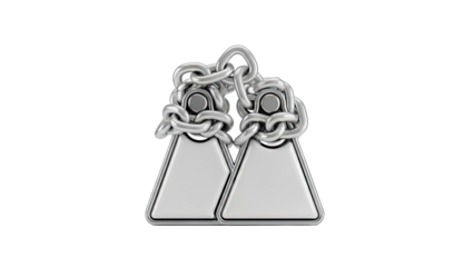 Intertwined Silver Chains on Two Triangular Tags