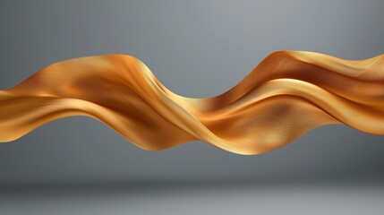 A flowing gold fabric with a dynamic, wave-like pattern.