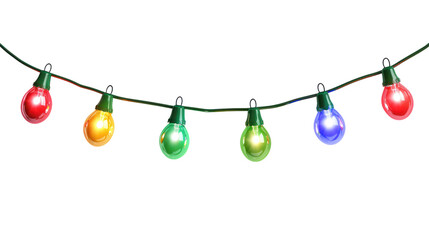 Colorful christmas lights on transparent background