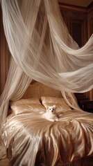 Dreamy dog portrait in flowing fabric light, dreamy dog portrait with soft artistic motion, dreamy dog portrait for emotional fine art concept