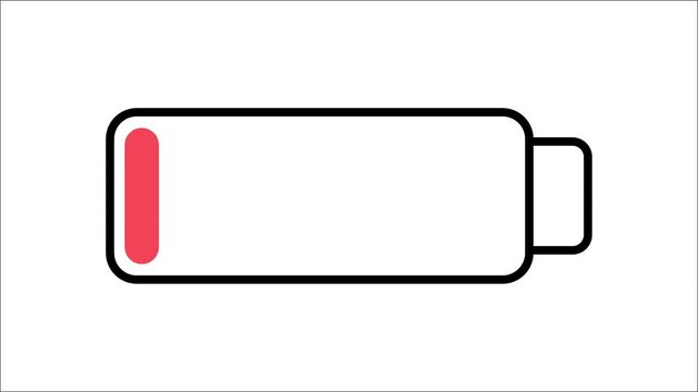 Animated battery low warning blink animation on transparent background.