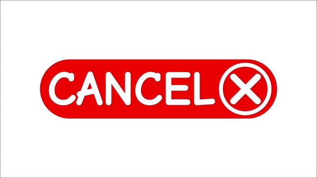 Animated Red cancel button for user interface design on white background.