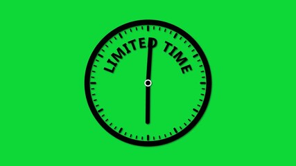 Clock with text LIMITEDTIME on a green background time limited time
