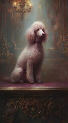 Dreamy dog portrait in flowing fabric light, dreamy dog portrait with soft artistic motion, dreamy dog portrait for emotional fine art concept