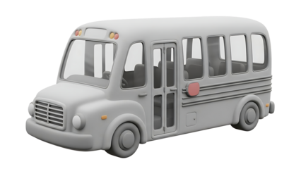 Gray Cartoon School Bus 3D Render graphic image