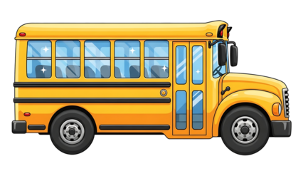 Side View Illustration of a Yellow School Bus graphic