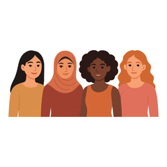 Women of Different Nationalities Standing Together &ndash; Women&rsquo;s Day Empowerment Banner