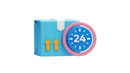 3D 24-Hour Delivery Package Icon