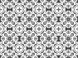 Minimalist black and white ornamental pattern.