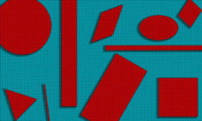 Red and Blue Geometric Background with Halftone Effect and Abstract Modern Illustration