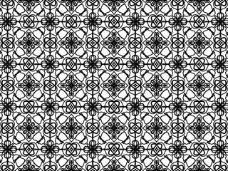 A seamless black and white geometric pattern.