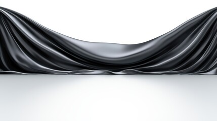 Obraz premium A black, shiny, and smooth fabric draped over a white background.