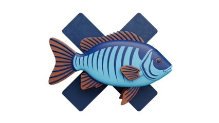 3D Rendered Fish with X-Shape Background