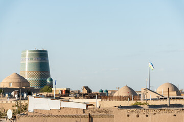 Fototapeta premium Ichan-Qala, Khiva, Uzbekistan 09.12.2025. Historical buildings and skyline view.