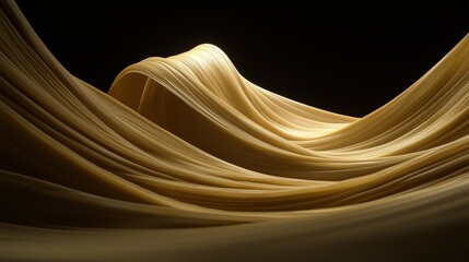 A digital illustration of a flowing, wave-like pattern in a golden hue.