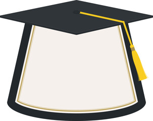 Graduation Cap Silhouette Frame Template with Blank Copy Space for Graduation Banner and Garland