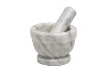 White marble mortar and pestle for grinding spices