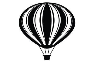 Obraz premium Minimalist Hot Air Balloon Silhouette Vector Illustration, Black and White Iconic Aerostat Graphic Isolated on White Background for Travel and Adventure Design