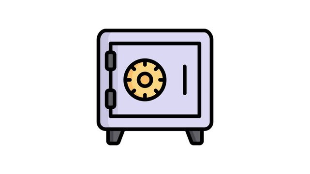 A customizable flat outline style animated icon depicting bank vault