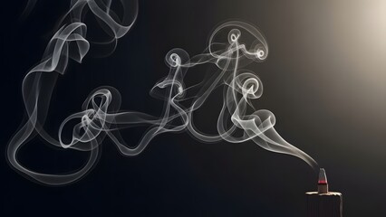 Dark still life of incense smoke forming abstract shapes, mysticism concept