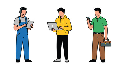 Diverse Professions Illustrated with Technology and Tools