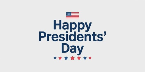 Happy presidents' day greeting with us flag and stars isolated on white background