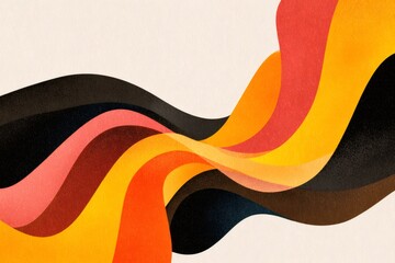 Abstract design showing dynamic colorful wavy shapes creating a flowing pattern with a modern texture background